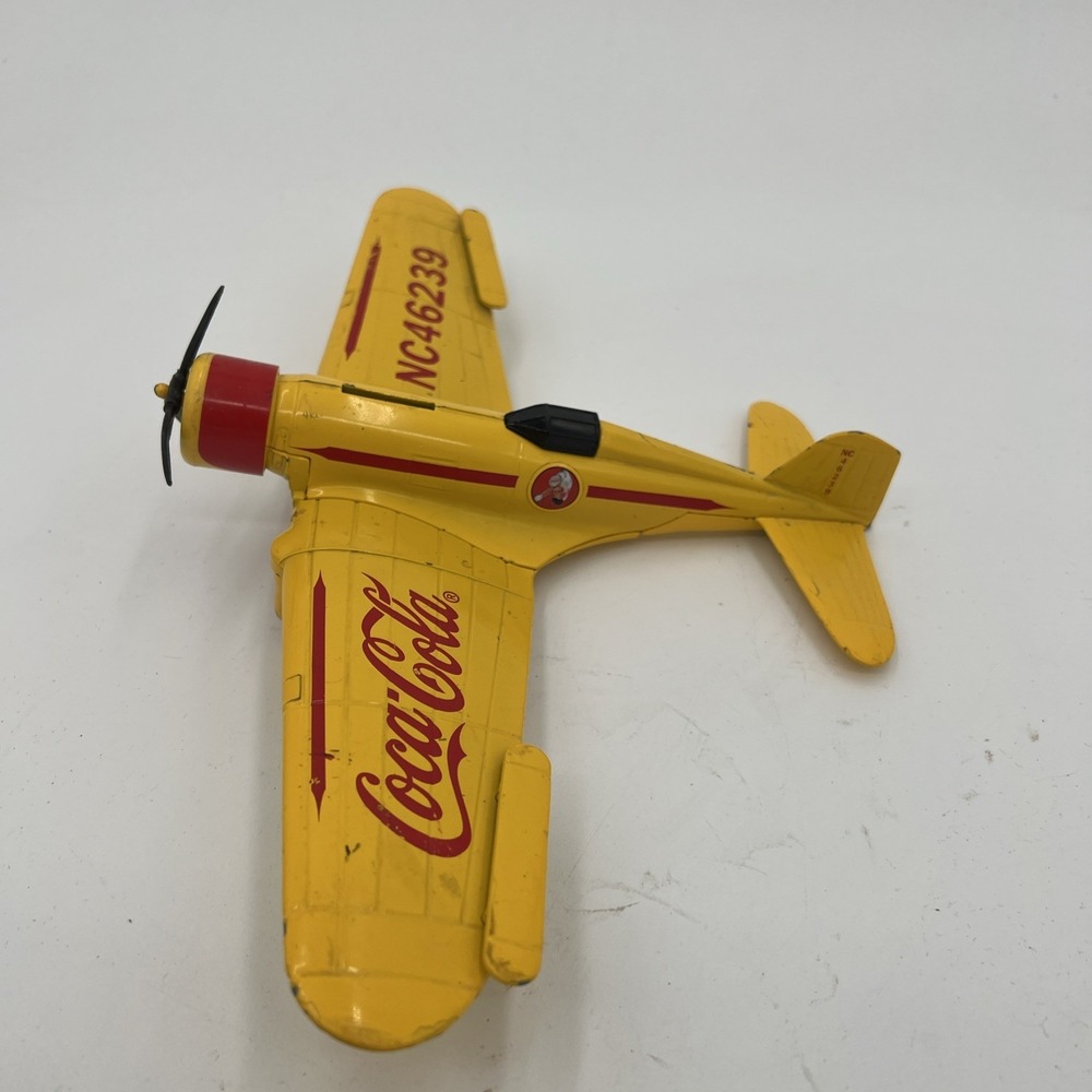 COCA COLA  Airplane Bank ERTL NC46239 DIE CAST COLLECTIBLE Yellow and Red Bank